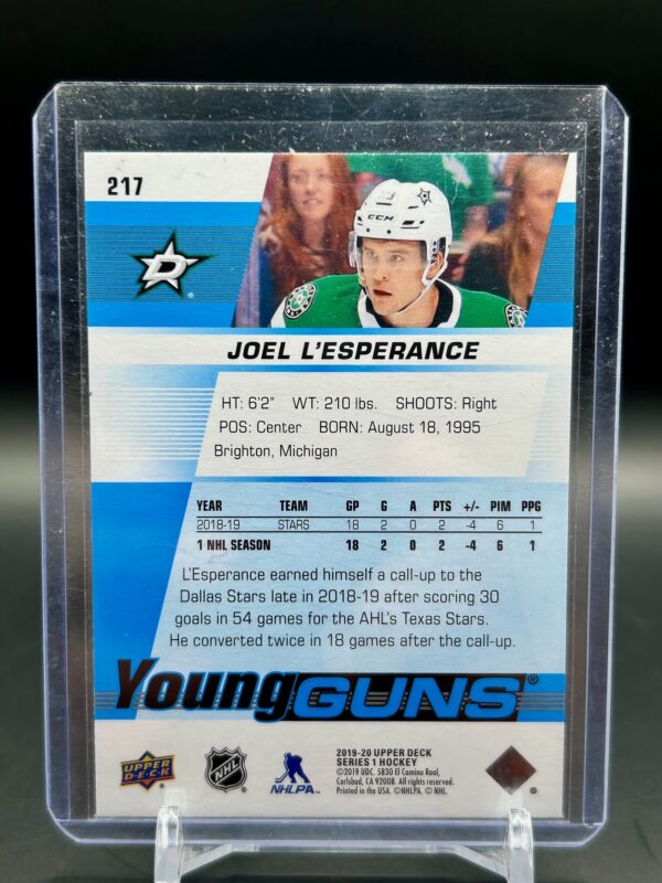 2019-20 Upper Deck Young Guns Joel L'Esperance #217 - Image 2