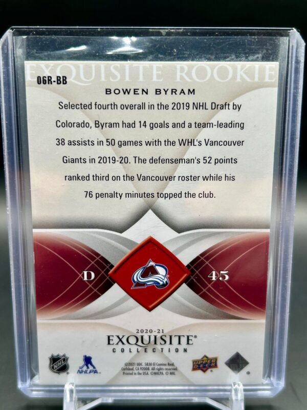 2020-21 Exquisite Collection Bowen Byram 4th Overall Draft Pick /25#o6r-bb - Image 2
