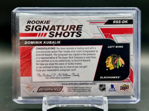 2019-20 Upper Deck Engrained Signature Shots Dominik Kubalik /249 #RSS-DK - Image 2