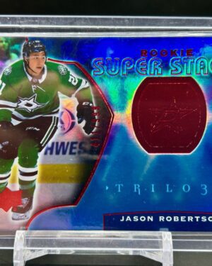2020-21 Upper Deck Trilogy Rookie Super Stage Red Foil Jason Robertson #RSS-18 /999 rookie card Dallas Stars