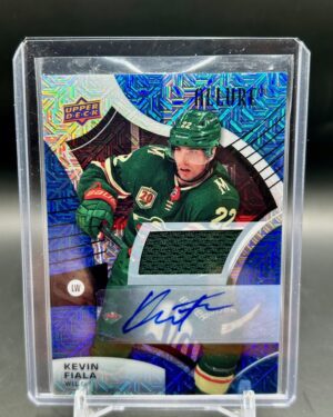 Kevin Fiala Allure Blue Line Auto Jersey /25 #79 Upper Deck Minnesota Wild hockey card featuring autograph and jersey swatch, limited to 25 copies.