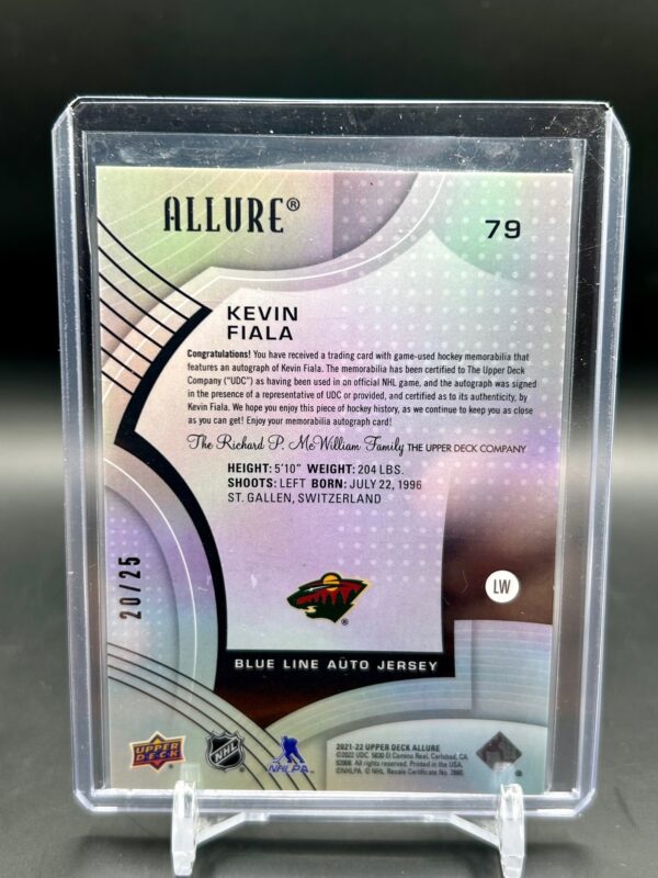 Allure Upper Deck Blue Line Auto Jersey /25 #79 Kevin Fiala - Image 2