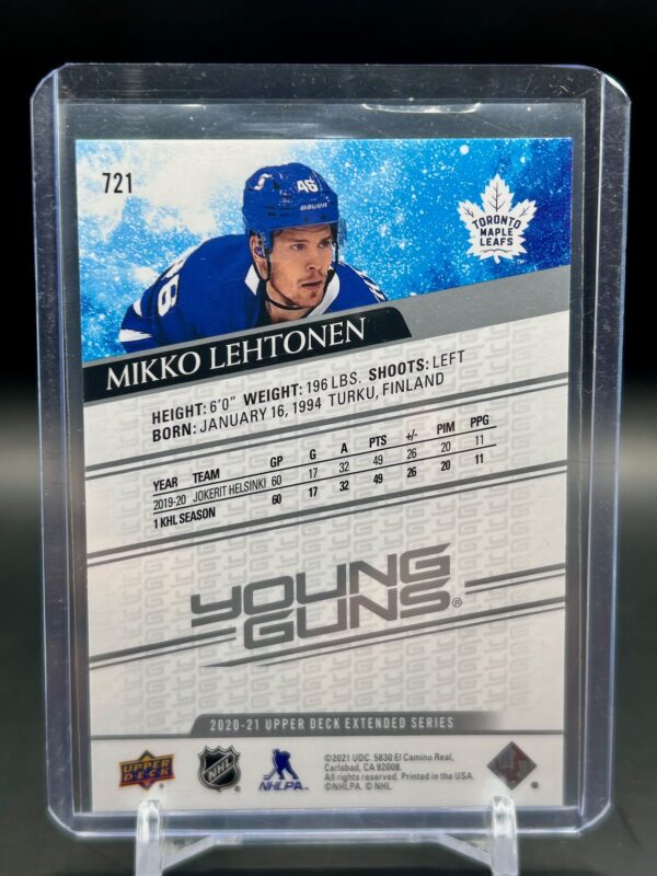 2020-21 Upper Deck Young Guns Mikko Lehtonen #721 - Image 2