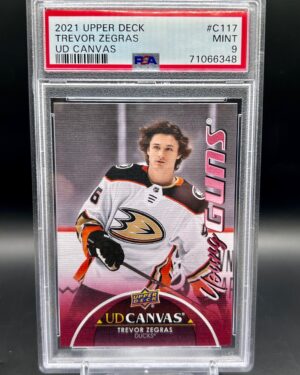 2021-22 Upper Deck Young Guns Canvas Trevor Zegras rookie card #C117, PSA 9, Anaheim Ducks, hockey collectible