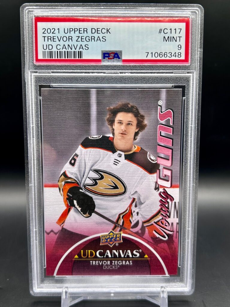 2021-22 Upper Deck Young Guns Canvas Trevor Zegras rookie card #C117, PSA 9, Anaheim Ducks, hockey collectible