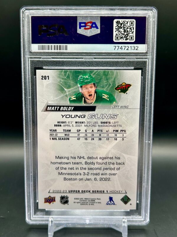 2022-23 Upper Deck Young Guns PSA9 Matt Boldy #201 - Image 2