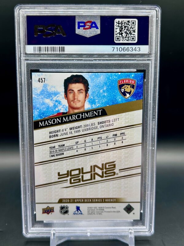 2020-21 Upper Deck Young guns silver foil psa 10 Mason Marchment #457 - Image 2