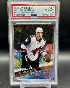 2020 Upper Deck Young Guns Speckled #727 Michael Bunting rookie card graded PSA 10