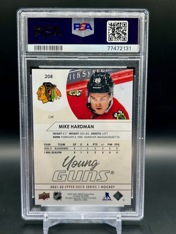 2021-22 Upper Deck Young Guns Silver Foil Psa9 #208 Mike Hardman - Image 2