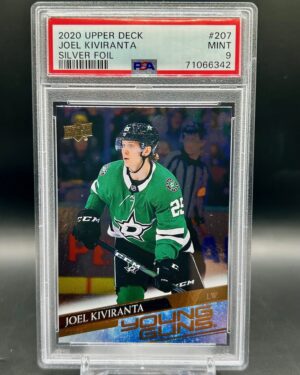 2020-21 Upper Deck Young Guns Silver Foil Joel Kiviranta rookie card #207, PSA 9, Dallas Stars, hockey collectible