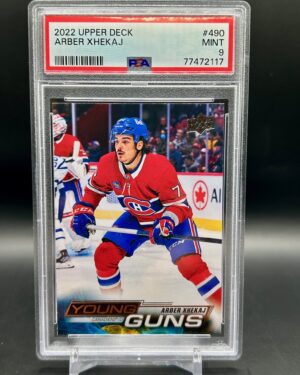 2022-23 Upper Deck Young Guns Arber Xhekaj rookie card #490, PSA 9, Montreal Canadiens, hockey collectible
