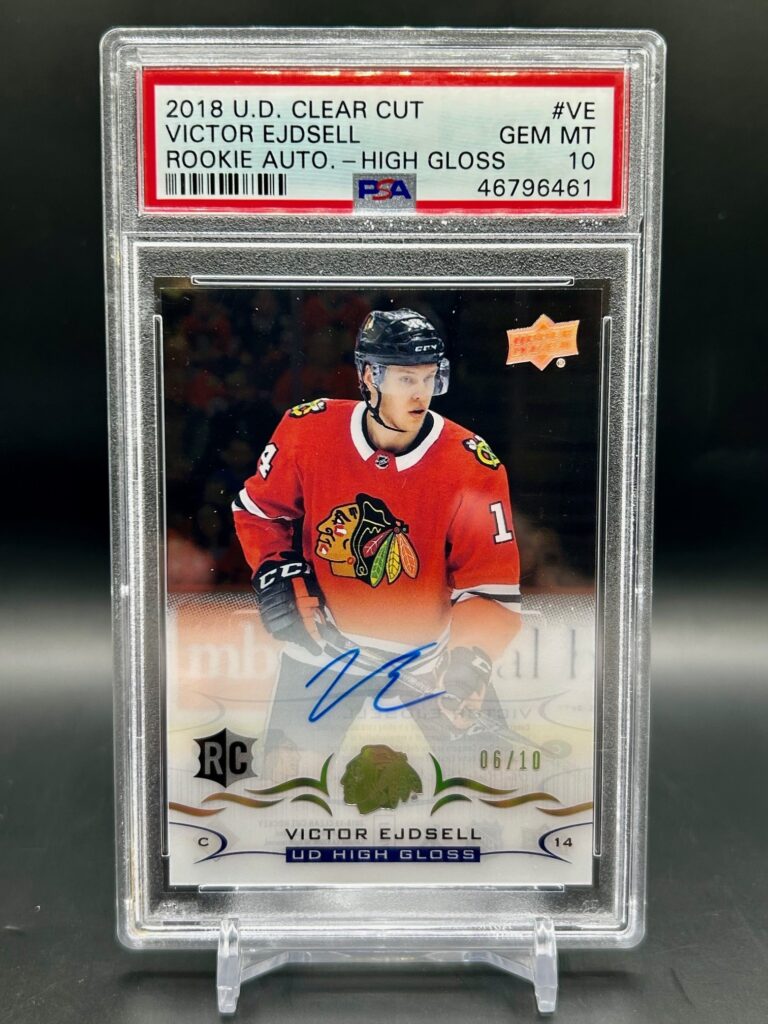 2018-19 Upper Deck Clear Cut Victor Ejdsell Auto /10 #CCR-VE Chicago Blackhawks