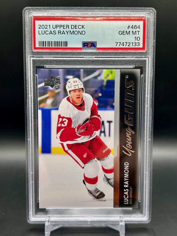 2021-22 Upper Deck Young Guns #464 Lucas Raymond PSA 10 Rookie Detroit Red Wings Card