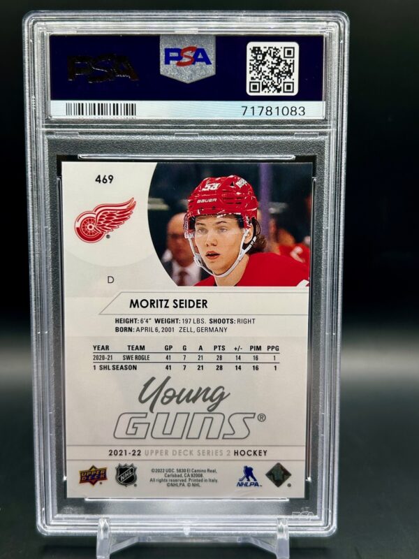 2021 Upper Deck Young Guns #469 Psa10 Moritz Seider - Image 2
