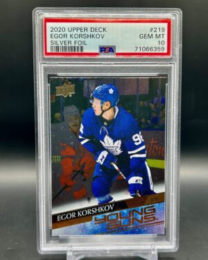 2020-21 Upper Deck Silver Foil Young Guns #219 Egor Korshkov PSA 10, Toronto Maple Leafs
