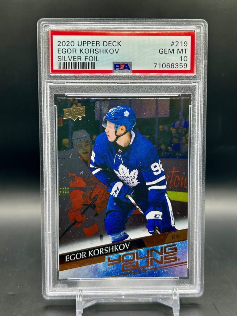 2020-21 Upper Deck Silver Foil Young Guns #219 Egor Korshkov PSA 10, Toronto Maple Leafs