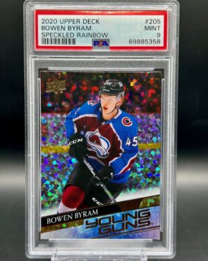 Bowen Byram 2020-21 Upper Deck Series 1 Speckled Foil Young Guns PSA 9 Rookie Card #205 collectible hockey card