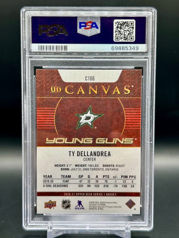 2020-21 Upper Deck Young Guns Canvas #c106 Ty Dellandrea psa 10 - Image 2