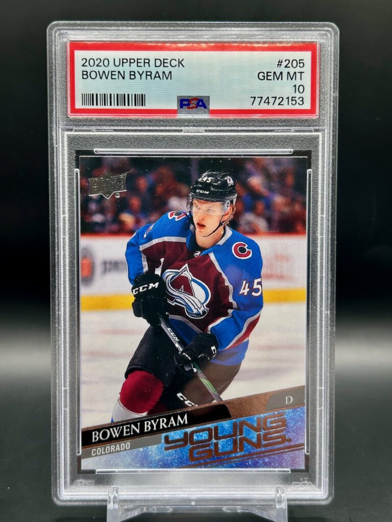 2020 Upper Deck Young Guns Bowen Byram #205 PSA 10 rookie card front