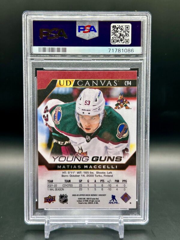 22-23 Young Guns Canvas psa 9 Mattias Macceli #c94 - Image 2
