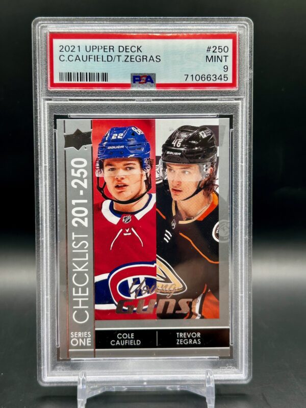 2021 Upper deck Young Guns Cole Caufield/ Trevor Zegras psa9 #250