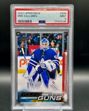 2022-23 Upper Deck Young Guns Erik Kallgren rookie card #208, PSA 9, Toronto Maple Leafs, hockey collectible