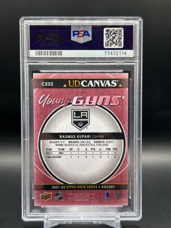 2021-22 Upper Deck Young Guns Canvas Rasmus Kupari Rookie Card #222 PSA 10 Los Angeles Kings - Image 2