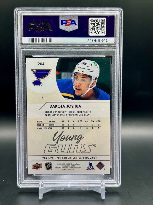 2021 Upper Deck Young Guns Silver Foil psa9 #204 Dakota Joshua - Image 2