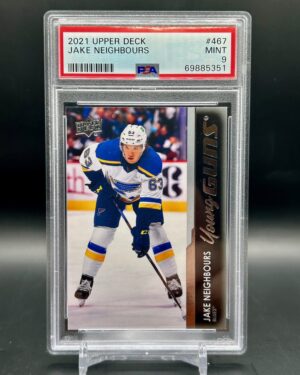 2021-22 Upper Deck Young Guns #467 Jake Neighbours PSA 9 Rookie St. Louis Blues