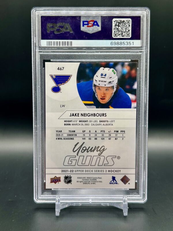 2021-22 Upper Deck Young Guns Psa9 #467 Jake Neighbours - Image 2