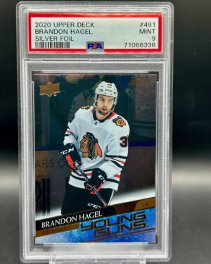 2020-21 Upper Deck Silver Foil Young Guns #491 Brandon Hagel PSA 9, Chicago Blackhawks