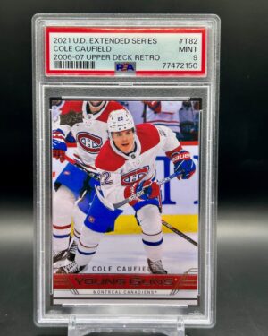 2021-22 Upper Deck Extended Series Tribute Young Guns #T-82 Cole Caufield PSA 9 Rookie Montreal Canadiens