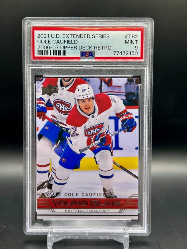 2021-22 Upper Deck Extended Series Tribute Young Guns Cole Caufield #t-82 Psa9