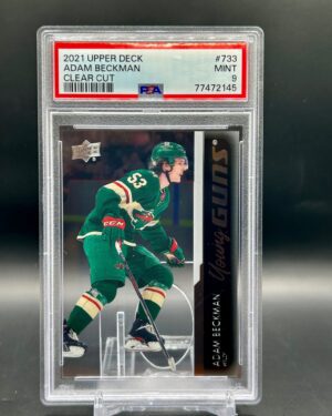 2021-22 Upper Deck Clear Cut Young Guns #733 Adam Beckman PSA 9 Rookie Minnesota Wild