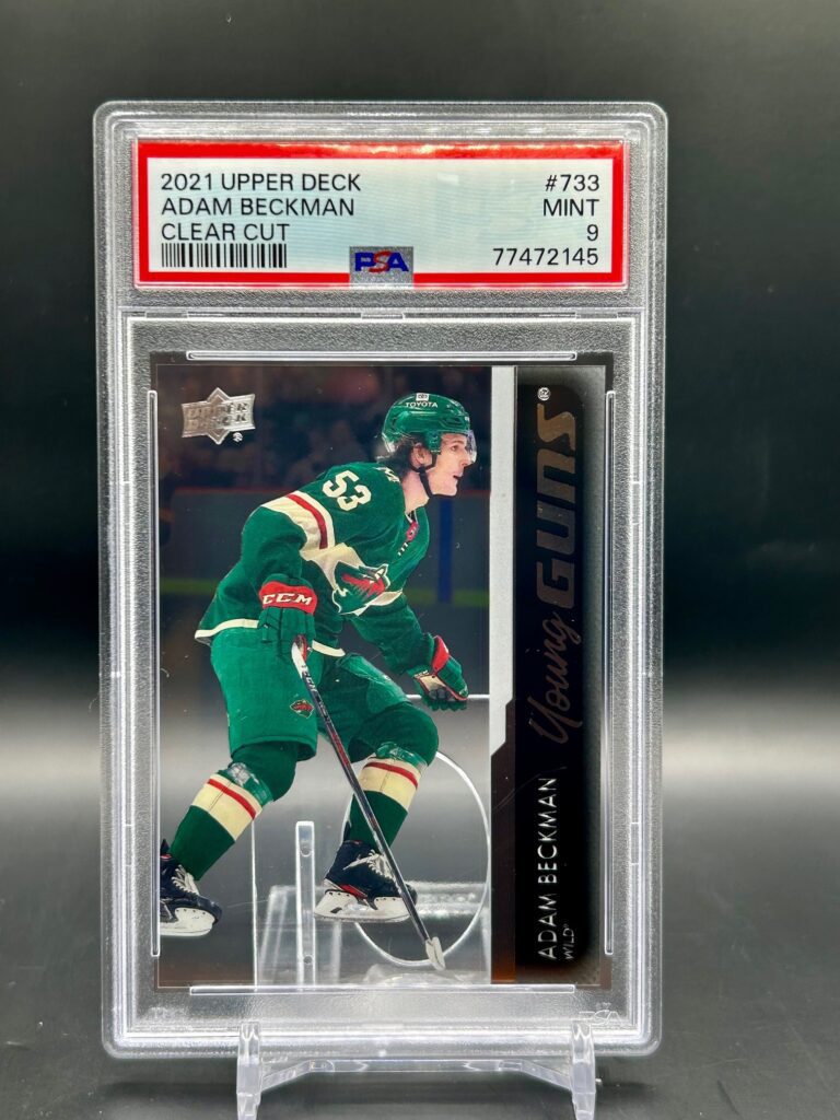 2021-22 Upper Deck Clear Cut Young Guns #733 Adam Beckman PSA 9 Rookie Minnesota Wild