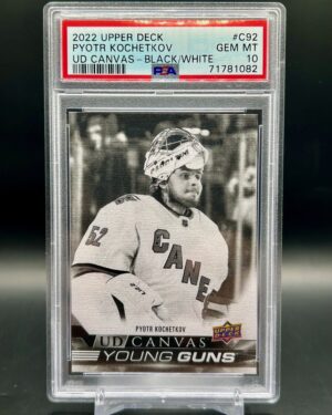 2022-23 Upper Deck Series 1 Young Guns Canvas Black & White Pyotr Kochetkov #C92 PSA 10