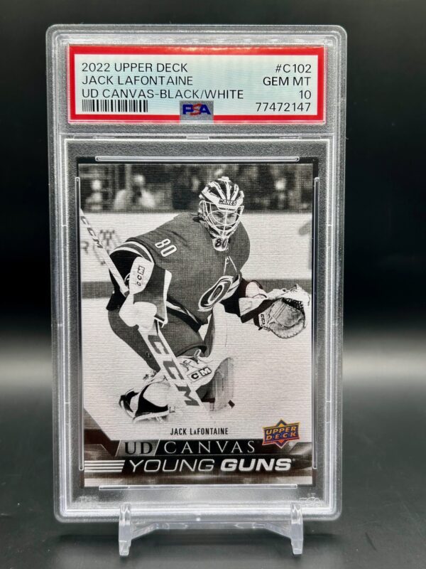 2022-23 Upper Deck Young Guns Black & White Canvas #c102 Jack LaFontaine psa10