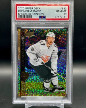2020 Upper Deck Extended Connor McDavid Speckled #683 hockey card, PSA 10 Gem Mint, rare collectible for hockey fans