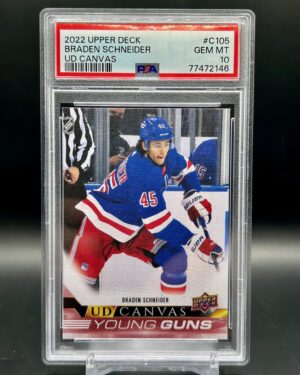 2022-23 Upper Deck Young Guns Canvas #C105 Braden Schneider PSA 10 Rookie New York Rangers