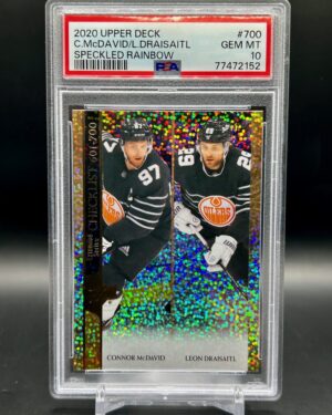 2020-21 Upper Deck Extended Series Checklist Rainbow Foil #700 Connor McDavid Leon Draisaitl PSA 10 hockey card