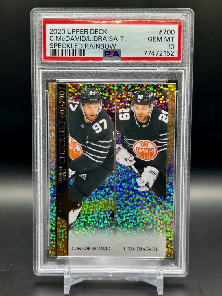 2020-21 Upper Deck Extended Series Checklist Rainbow Foil #700 Connor McDavid Leon Draisaitl PSA 10 hockey card