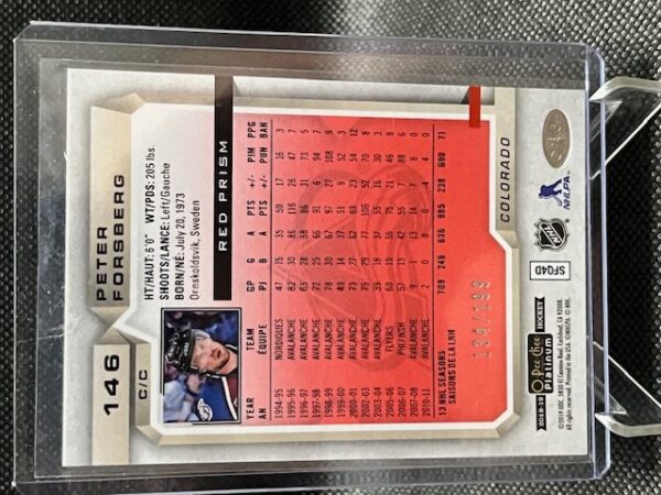 2018-19 O-Pee-Chee Platinum Red Prism Peter Forsberg #146 /199 - Image 2