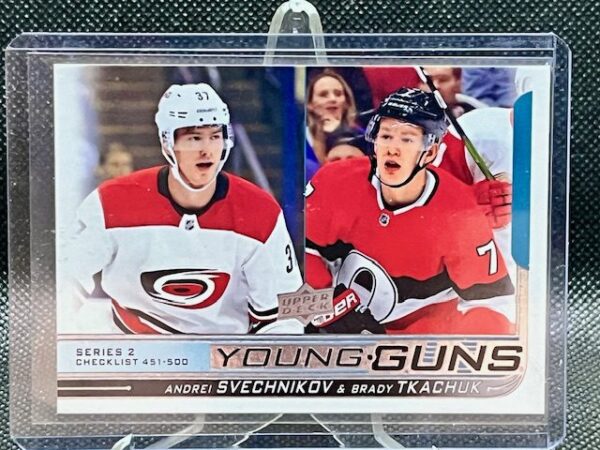 2018-19 Upper Deck Series 2 Young Guns Checklist Svechnikov / Tkachuk #500