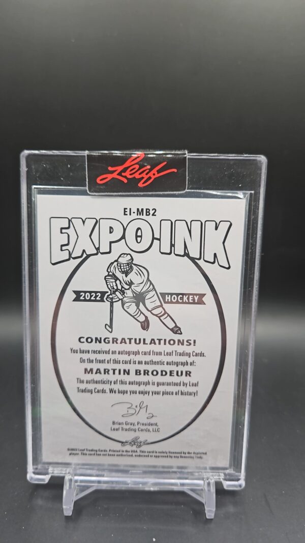 2022 HOCKEY EXPO INK MARTIN BRODEUR 1/1 Peacock background - Image 2