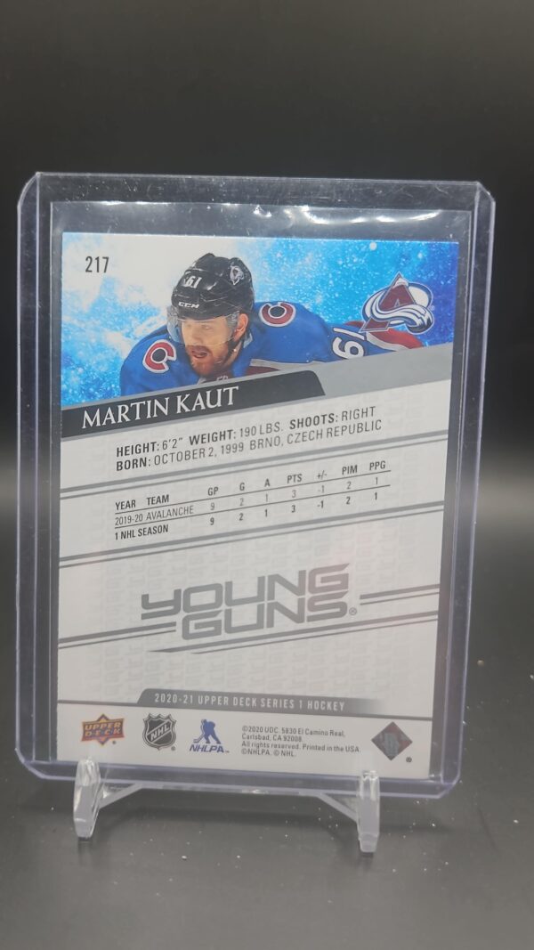 2020-21 Upper Deck Series 1 MARTIN KAUT YOUNG GUNS ROOKIE #217 COLORADO - Image 2