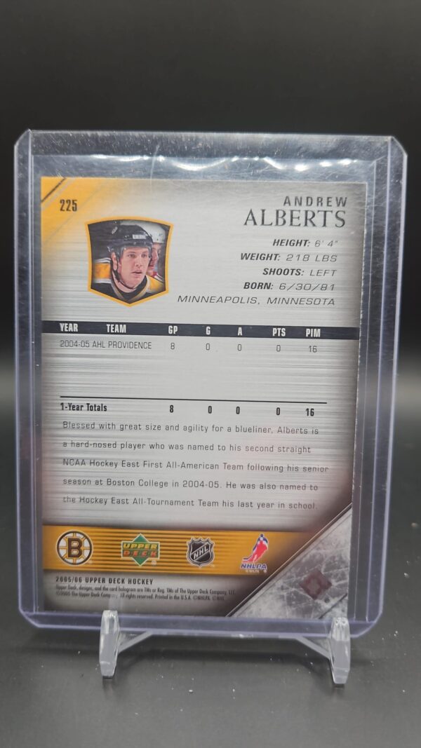 2005-06 Upper Deck Series 1 Young Guns Andrew Alberts # 225 - Image 2