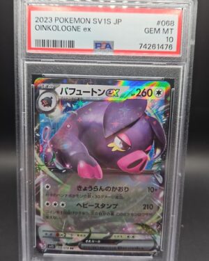 2023 Pokemon Japanese Scarlet ex Oinkologne ex RR 068/078 graded PSA 10 GEM MINT, featuring vibrant full art RR design, Japanese print quality, and the unique Oinkologne Pokémon from the Scarlet ex set.