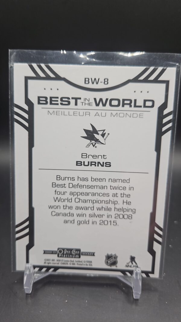 2020 O-Pee-Chee OPC Platinum Brent Burns Best In The World #BW-8 Sharks - Image 2