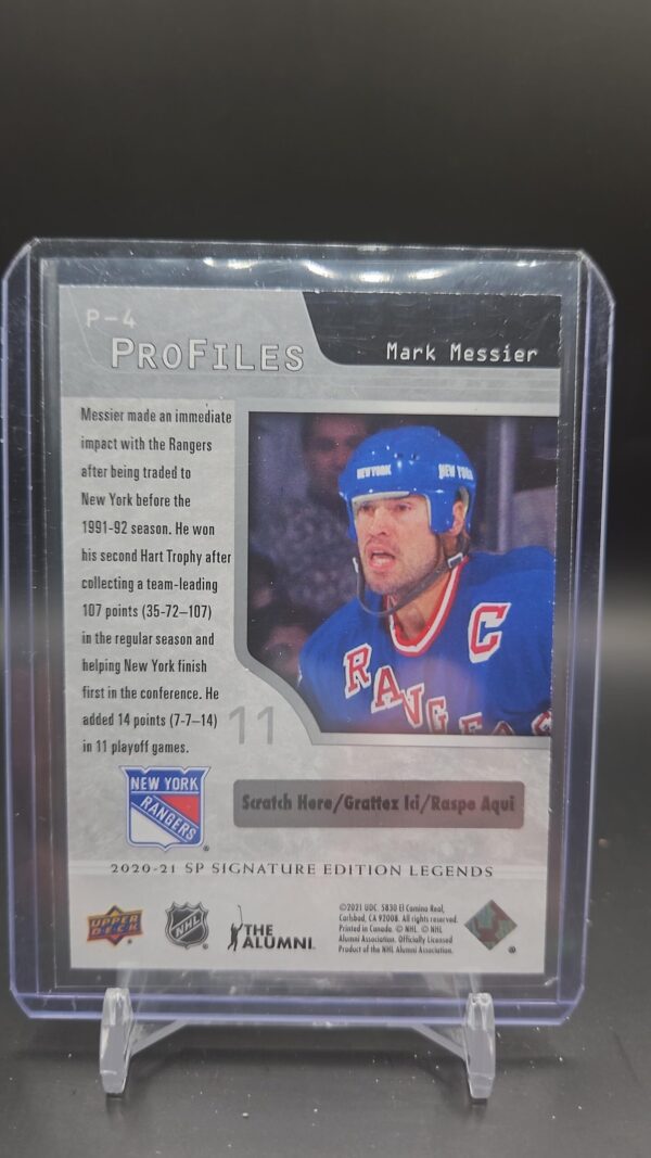 2020-21 Upper Deck SP Signature Edition Legends Profiles Mark Messier #P-4 - Image 2