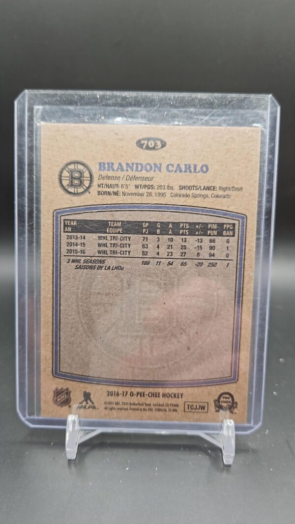 2016-17 Brandon Carlo O-pee-chee Retro #703 - Image 2